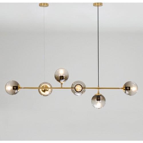 Modern Glass Balls Led Chandelier Black Long for Living Room Bedroom Kitchen Nordic Pendant Lamp Decoration Home Indoor Lighting