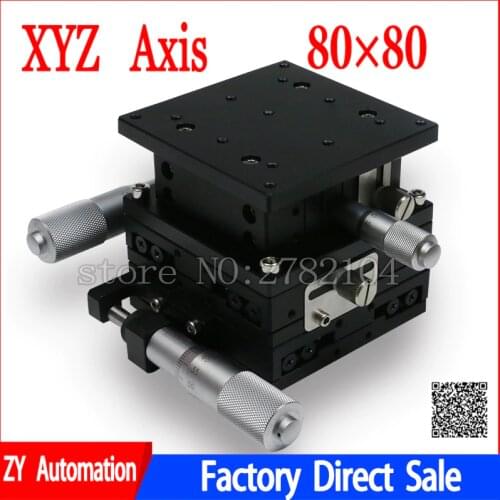 XYZ Axis 80mm Trimming Station Manual Displacement Platform Linear Stage Sliding Table 80*80mm XYZ80 double cross rail