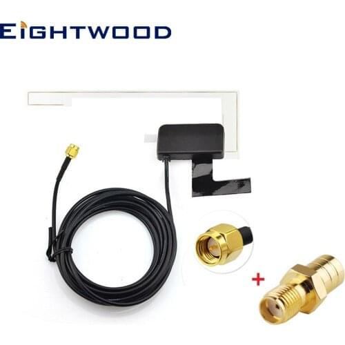 Eightwood Auto Car DAB Digital Active Antenna DAB Car SMA Male Aerial Glass Mount +SMA to SMB Adapter for Pioneer JVC Kenwood