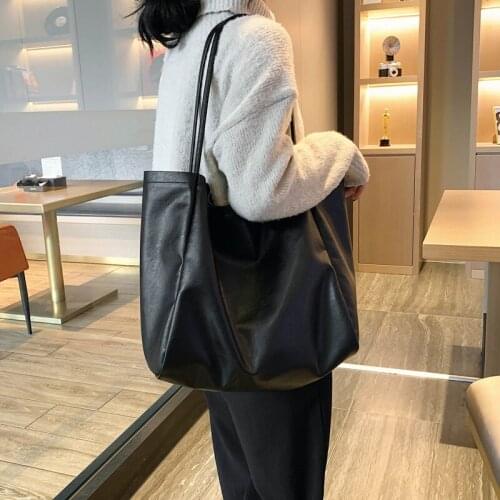 PU Soft Surface Large-Capacity Single Shoulder Bag Women Retro Solid Magnetic Buckle Shoulder Bag Woman Simple Korean Tote Bags