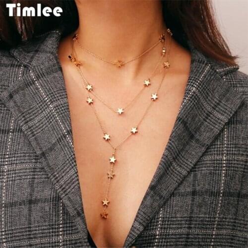 Timlee N032 Free shipping New Personality Stars Alloy Pendant Multi-storey Necklaces Wholesale