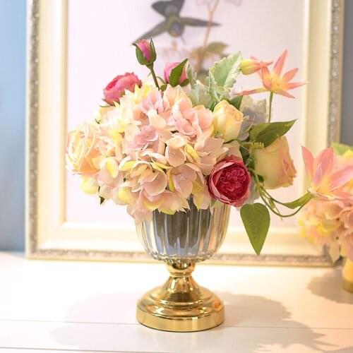 Zq European American Style Artificial Flower Vase Combination Set Soft Decorative Ornaments