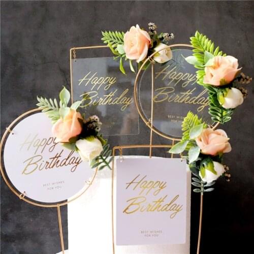 Merry Christmas Cake Topper Artificial Flowers Iron Acrylic Transparent Cupcake Toppers For Wedding Birthday Party Baking Decor