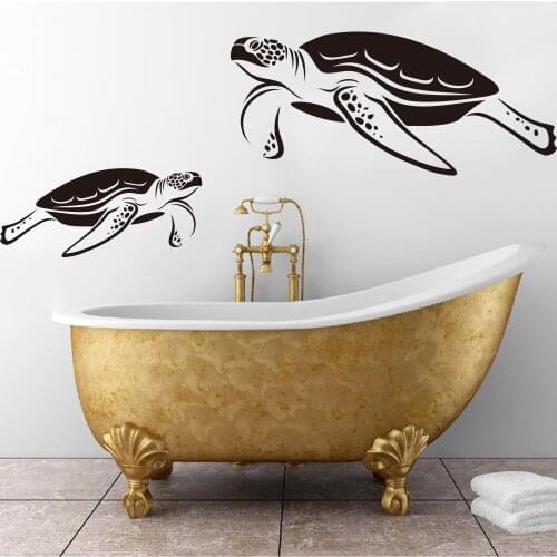 Cartoon Turtles Bath Screen Wall Decal Bathroom Washroom Under Sea Ocean Turtles Animal Wall Sticker Kids Room Vinyl Decor