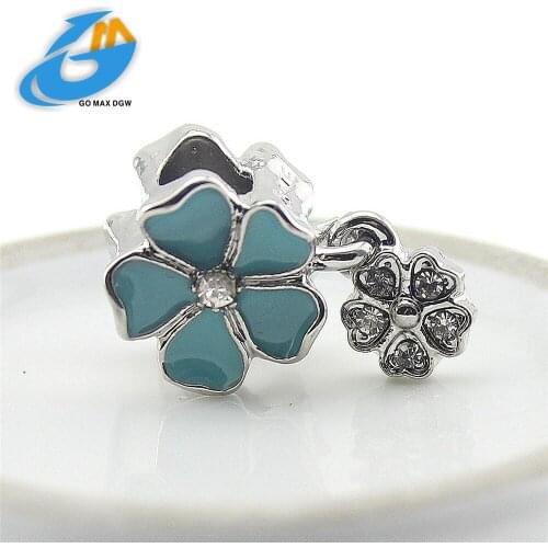 High Quality 7 Color plating flower Bead Charm Crystal Clip Safety Stopper Beads Fit Women Diy pan Bracelets & Bangle