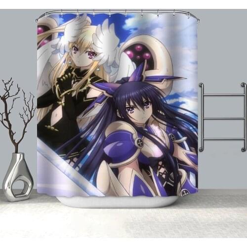 100% Polyester Fabric Custom Date A Live Anime Shower Curtain Modern Bathroom Curtain Waterproof HD Printing Bath Curtain