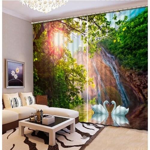 Nature scenery curtains Luxury Blackout 3D Window Curtain For Living Room Blackout curtain