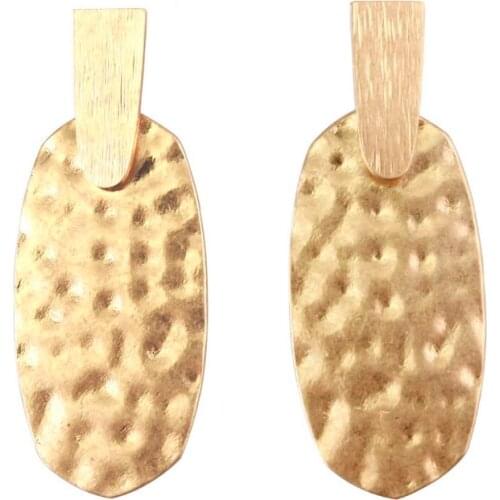 ZWPON 2019 Brand Designer Hammered Gold Oval Statement Earrings for Women Fashion KS Earrings Without Frame Jewelry Wholesale