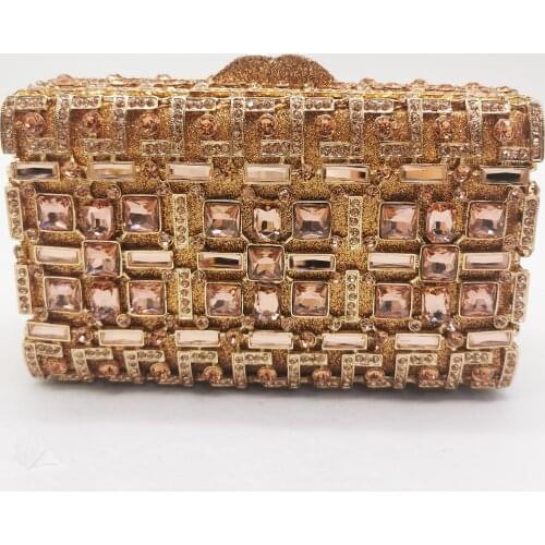 Lady Gold Metal Purple/Blue/Green Crystal Purse Women Handbag Evening Wedding Bridal Clutches Luxury Bridal Lady Party Phone Bag