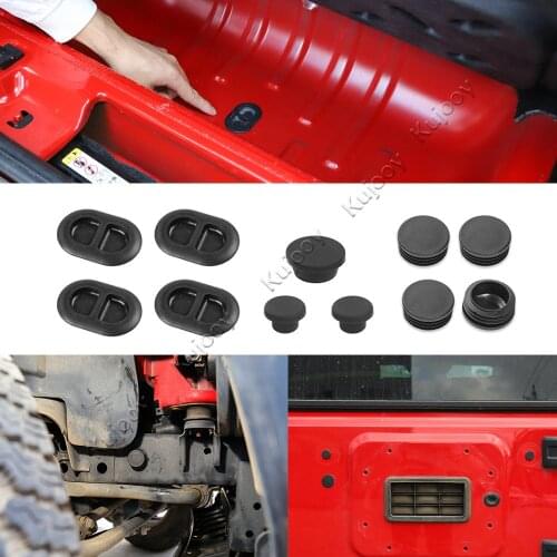 11pcs Rubber Tail Door / Chassis / Frame Hole Cover Waterproof Plug for Jeep Wrangler 2007-2017 Car Styling Accessories