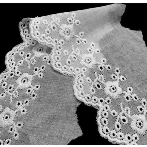 15Yards Cotton Lace Trims for Costume Dress 7cm Wide Trimmings Ribbon Applique Strip DIY Sewing Fabric