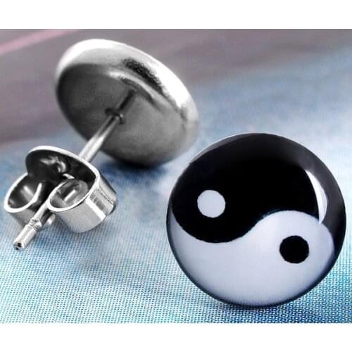 18Pairs Round Yin Yang Stud Earrings for women Girl Tai Chi mushroom Earring Stud fashion jewelry Gift oorbellen aretes femme