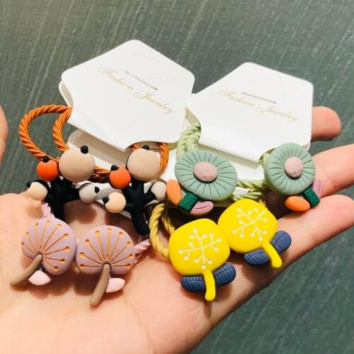 2Pcs/set Flowers Leaves Hair Accessories Children Rubber Bands Scrunchies Elastic Hair Bands Girls Headband Decorations Ties