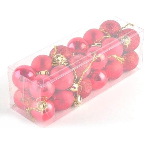 24pcs Plastic Christmas Decoration Ball Chic Baubles Hanging Xmas Ornaments Tree Decor Balls Wedding Party Decorations for Home
