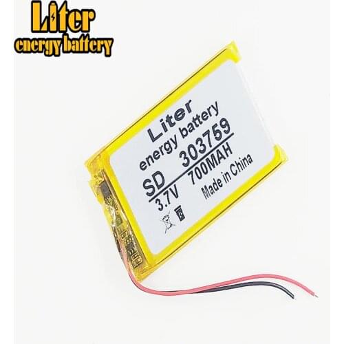 3.7V 700mAh 303759 Lithium Polymer li ion Rechargeable Battery cells For 303759 PLUG MP3 MP4 MP5 GPS Lithium polymer battery