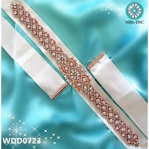 30pcs)Wholesale bridal satin sash crystal rhinestone appliques for wedding evening dress WDD0723
