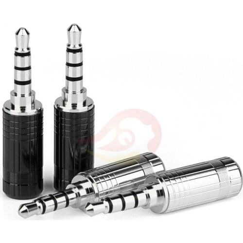 3.5 Jack 4 Poles Stereo Rhodium Plated Headphone Plug HiFi 3.5mm Audio Adapter For 6.2mm Earphone Wire Solder Line Connector