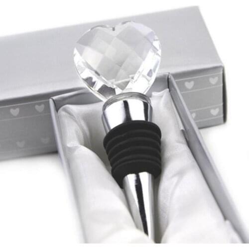 50 PCS Quality Elegant Crystal Heart Wine Stopper Wedding Party Favors Bridal Shower Ideas Barware Gifts SN1039