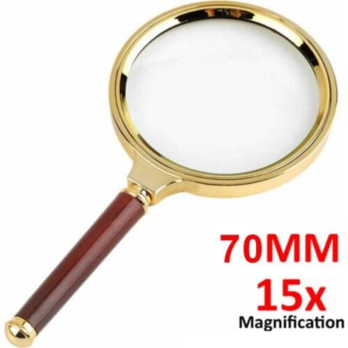 70mm Handheld Magnifier Mini Eye Loupe Glass Magnifying Glass Retro Handle 15X Portable Magnifier Jewelry Repair Instrument Part