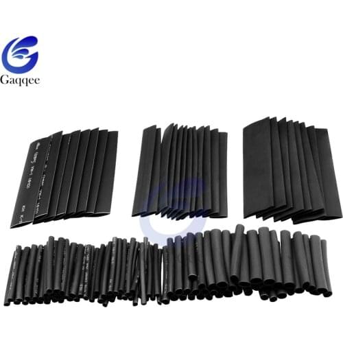 70 pcs/Set Sleeving Wrap Wire Car Electrical Cable Tube Black Heat Shrink Tubing Polyolefin Sizes 2:1 Electronic DIY Kit