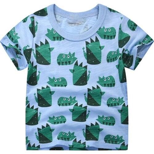 Bambino 2021 New Summer Tee for Boys 2-7 Years Dinosaur T Shirt of Children Top Clothes of School Kids 100% Cotton Clothing