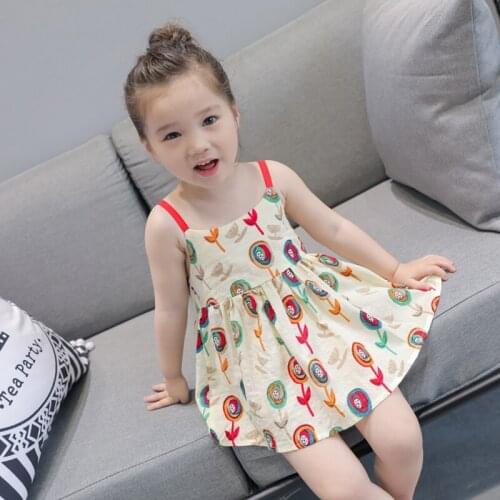 BFORTUNE New Fashion Kids Dresses For Girls Summer Brand Girls Dress Backless Sleeveless Print Children Clothing Dresses Robe