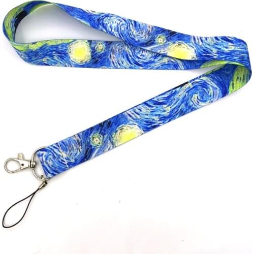 Van Gogh Starry Night Neck Strap Keychain Lanyards For Keys ID Card Badge Holder with Keyring Mobile Phone Accessories Gift