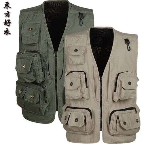 Brieuces Fashion Vests For Men Wholesale Mens Multi-pocket Photography Vest Men Casual Reporter Director Military