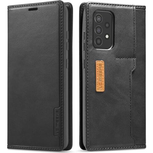 Leather Flip Cover For Samsung Galaxy A52 A72 A12 5G Contrast Color Magnetic Holster sim card slot Cover Case for Galaxy A52 4G