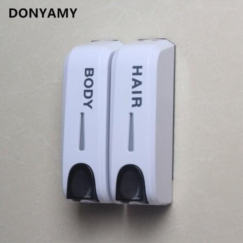 DONYAMY 1pc Liquid Soap Dispenser High-grade Hotel Bathroom Wall-mounted Double-head Soap Dispenser ABS+PP