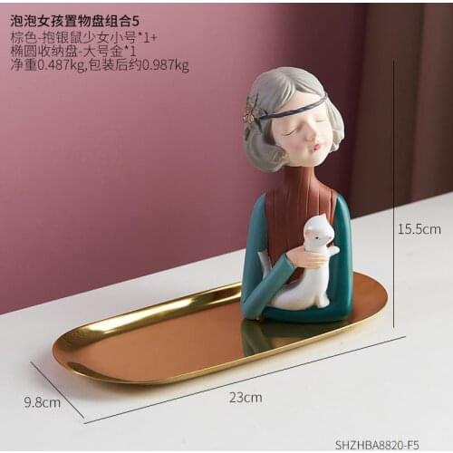 INS Style Elegant Girl Resin Decorative Crafts Storage Tray Living Room Desktop Home Decor Accessories Art Gift