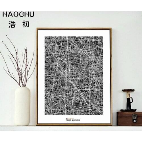 HAOCHU Black White Abstract Canvas Painting Chaos Lines Print Wall Poster Impressionist Decorative Pictures for Living Room