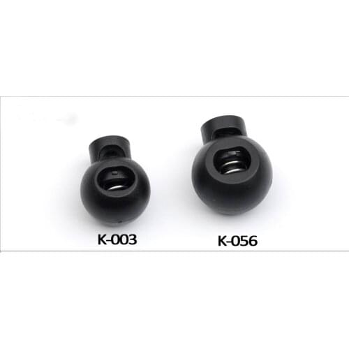 K-003, K-056 80 pcs / lot black plastic round ball cord lock end toggles spring clip stoppers for 7mm 8mm bungee shock cord
