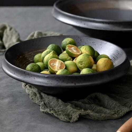 LingAo Large size ceramic round plate soup inventory heart high foot disk