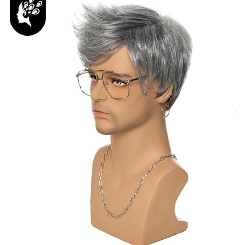 YOUR BEAUTY HAIR Young Men Synthetic Wig Short Curly Layered Haircut Brown Costume Wig Free Shipping 4 Colors Available