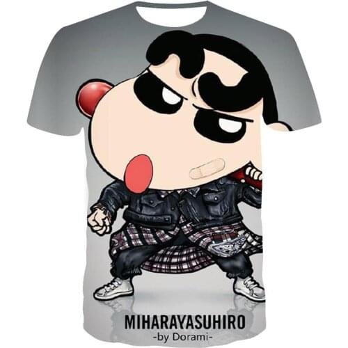 3D Fashion Summer Mens T-shirt Anime Crayon Shinchan Printing Casual Short Sleeve T-shirt Mens Soft Material Made in China