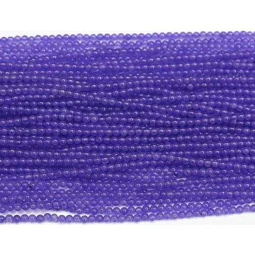 Fashion Women Purple Natural Stone Spacers Chalcedony Jades Accessories 2mm 3mm Round Beads Jewelry Loose Beads Finding 15" B458