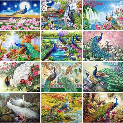 MomoArt 5D DIY Diamond Painting Peacock Cross Stitch Kits Diamond Embroidery Full Square Drill Animal Mosaic Sale Wall Decor