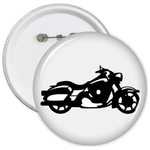 Motorcycle Mechanical Silhouette Pattern Round Pins Badge Button Clothing Decoration 5pcs Gift