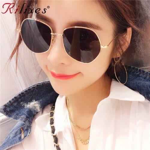 Glass lens Retro metal hexagonal round sunglasses men women luxury brand sun glasses Vintage Eyeglasses Oculos De Sol UV400