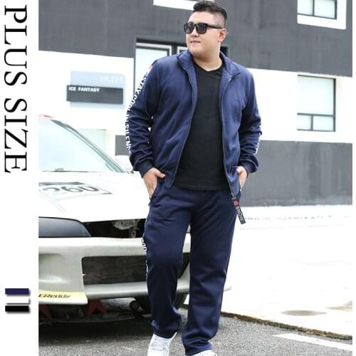 2020 PLUS SIZE Mens Set Spring Autumn Man Sportswear 2 Piece Sets Sports Suit Jacket+Pant Sweatsuit Male Tracksuit Size M-9XL