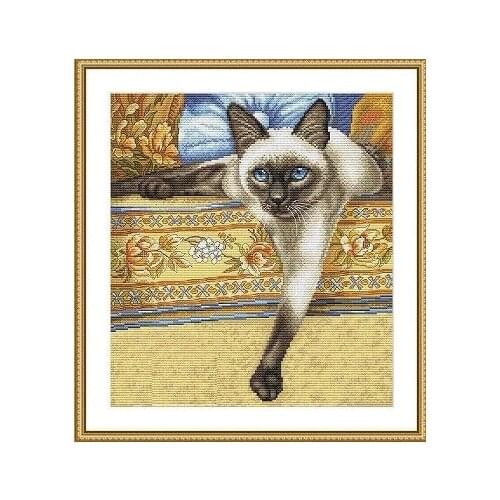 Siamese Cat, Blue eyed Cats Counted Cross Stitch Kits, cotton cross stitch cats