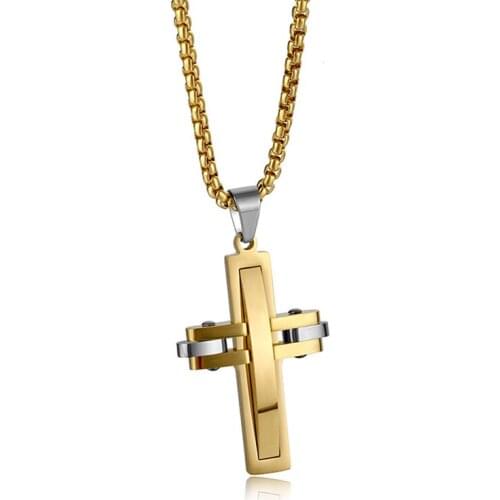 3 Colors Stainless Steel Arc Cross Pendants Necklace For Men Women Unisex Jewelry Drop Shipping