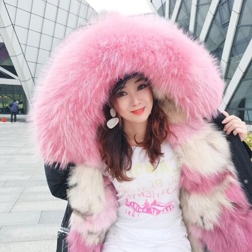 MAOMAOkong Winter women green short parka jacket women real fur coat fox fur lining parkas warm winter coats slim coats