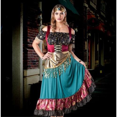 Sexy Halloween Flamenco Gypsy Girl Fantasia Party Cosplay Costume Masquerade Women Tribal Bellydance Fancy Dress