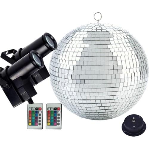 Thrisdar Glass Mirror Disco Ball With 10W RGB LED Pinspot Beam Spotlights Light Disco Party Holiday Dance Bar Xmas Stage Light