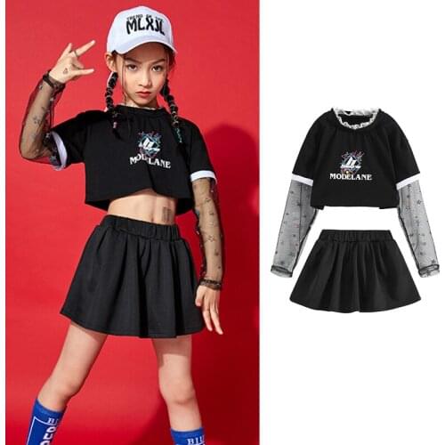 Hip Hop Dancing Competition Clothing Jazz Cheerleaders Stage Wear Outfit Girls Dancing Practice Costume Performance Suit YS1493