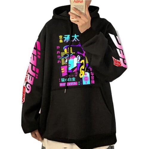 Anime JoJos Bizarre Adventure Printed Hoodies Hip Hop Sweatshirts Long Sleeve Pullover Loose Print Streetwear for Men and Women