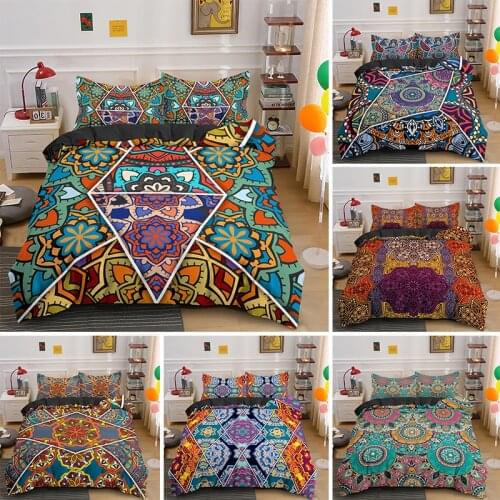 Bohemia Geometric Mandala Luxury Single King Queen Bedding Sets Boho Quilt Comforter Duvet Cover With Pillowcase Bedclothes