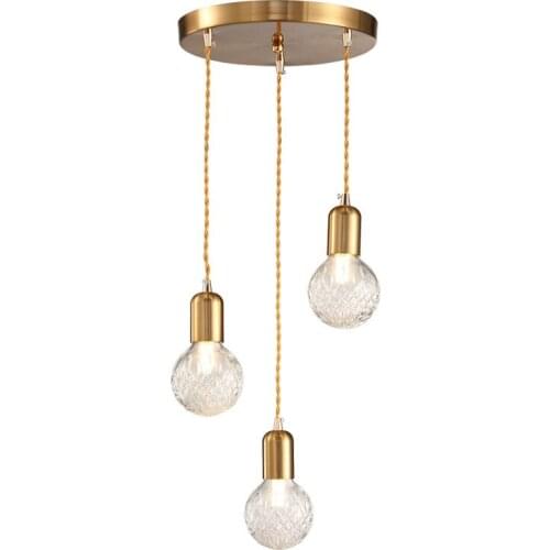 1 3 Head Vintage Brass Pendant Lights Modern Suspension Light For Living Room Corridor Bar Cafe Creative Glass Home Light PA0320